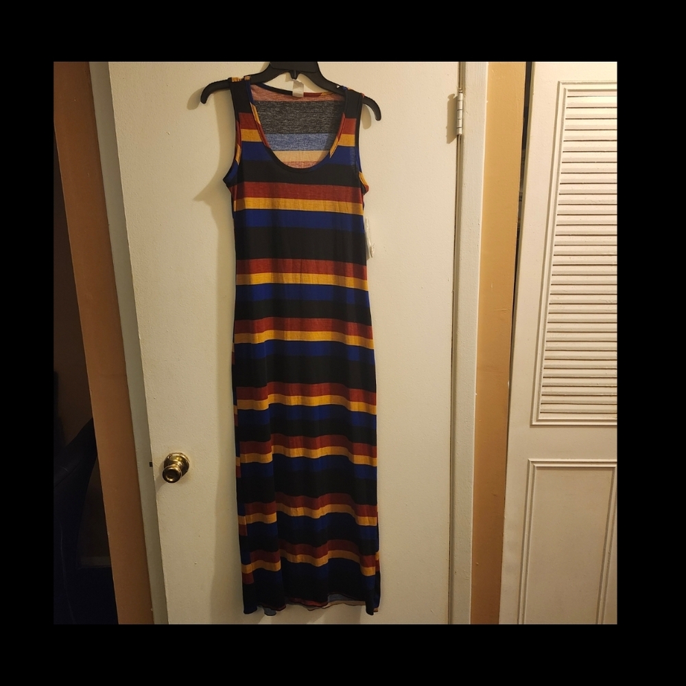 Brand NEW Tank Striped Multicolor Maxi Dress Sz M